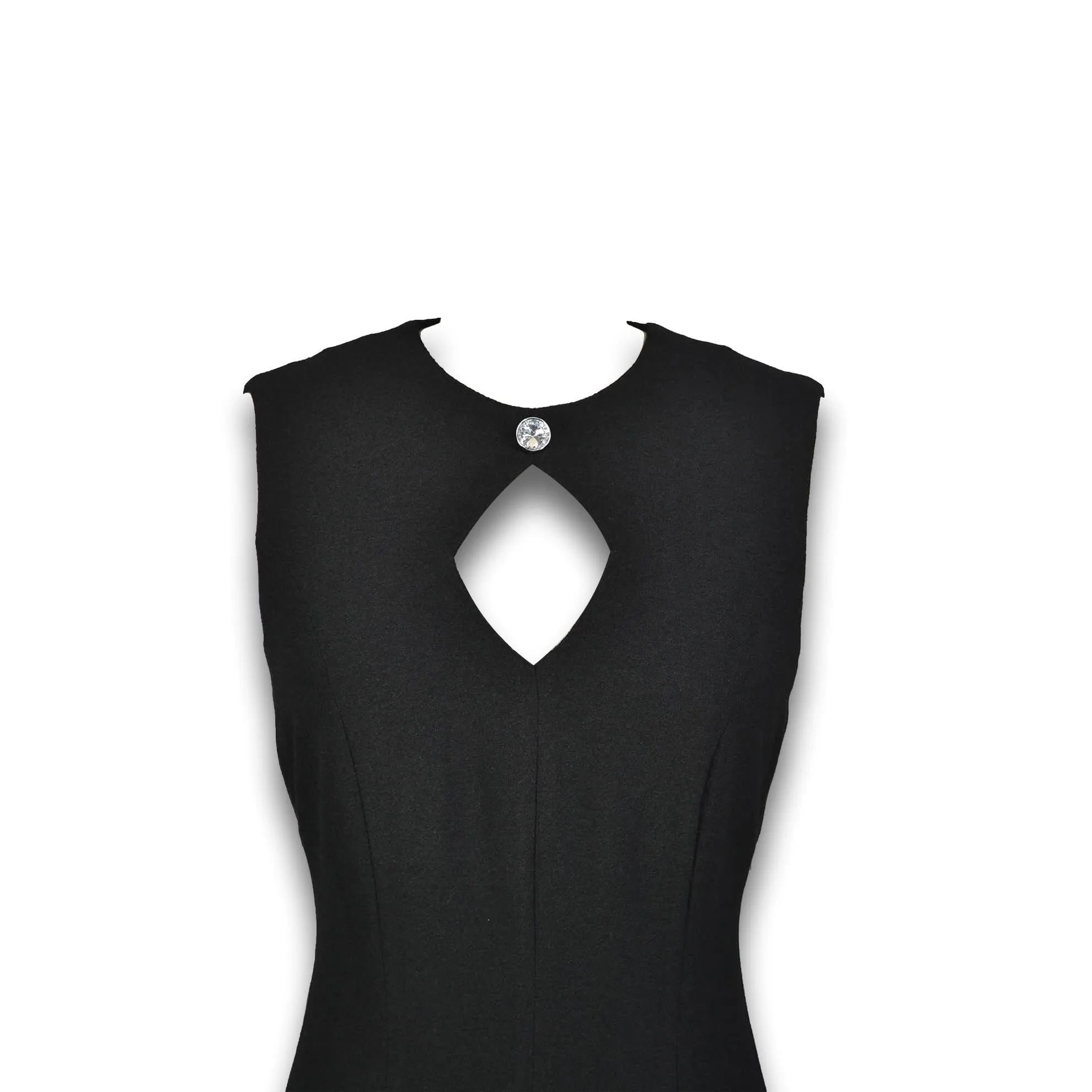 Keyhole Flapper Dress with Scarf - Black