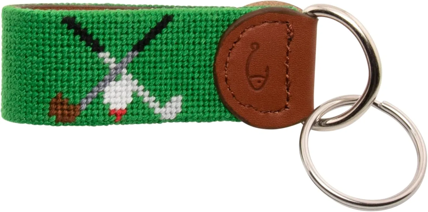Leather Hand-Stitched Needlepoint Key Fob or Key Chain