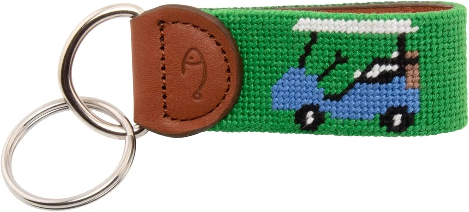 Leather Hand-Stitched Needlepoint Key Fob or Key Chain