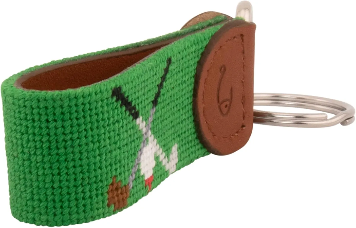 Leather Hand-Stitched Needlepoint Key Fob or Key Chain