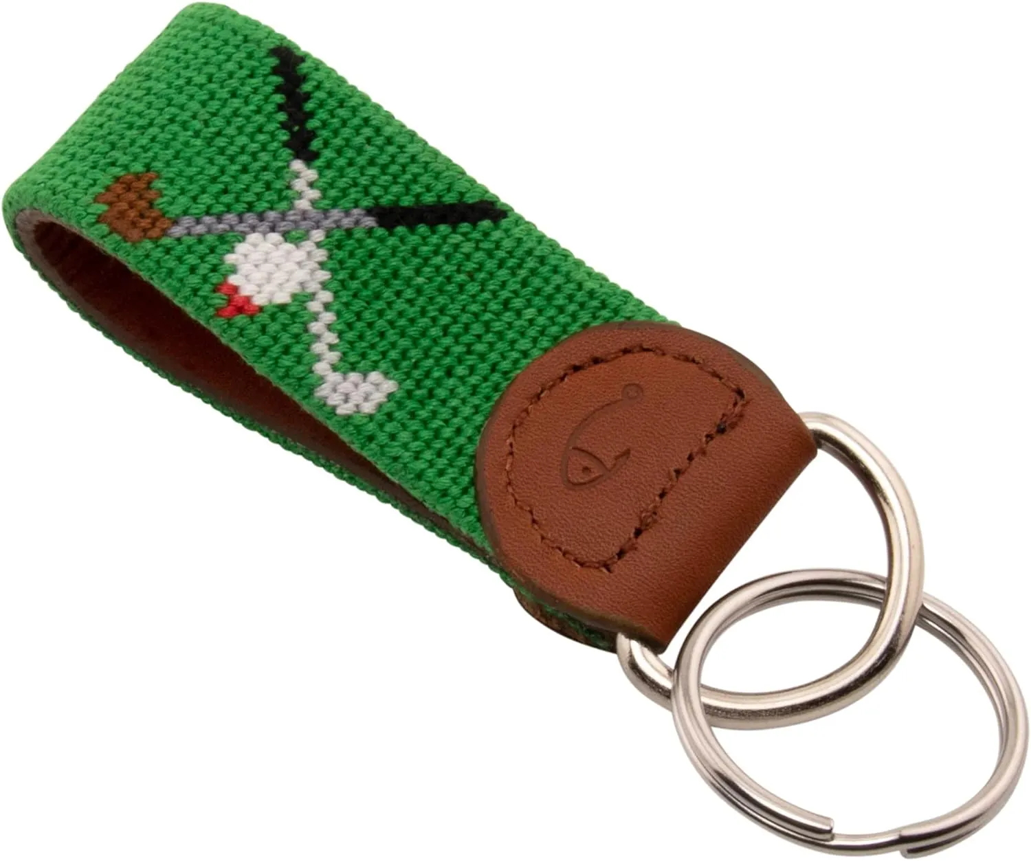 Leather Hand-Stitched Needlepoint Key Fob or Key Chain