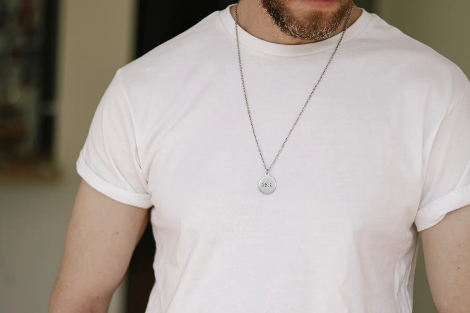 Marathon necklace for men, 26.2 miles engraved, runner men's necklace, waterproof jewelry
