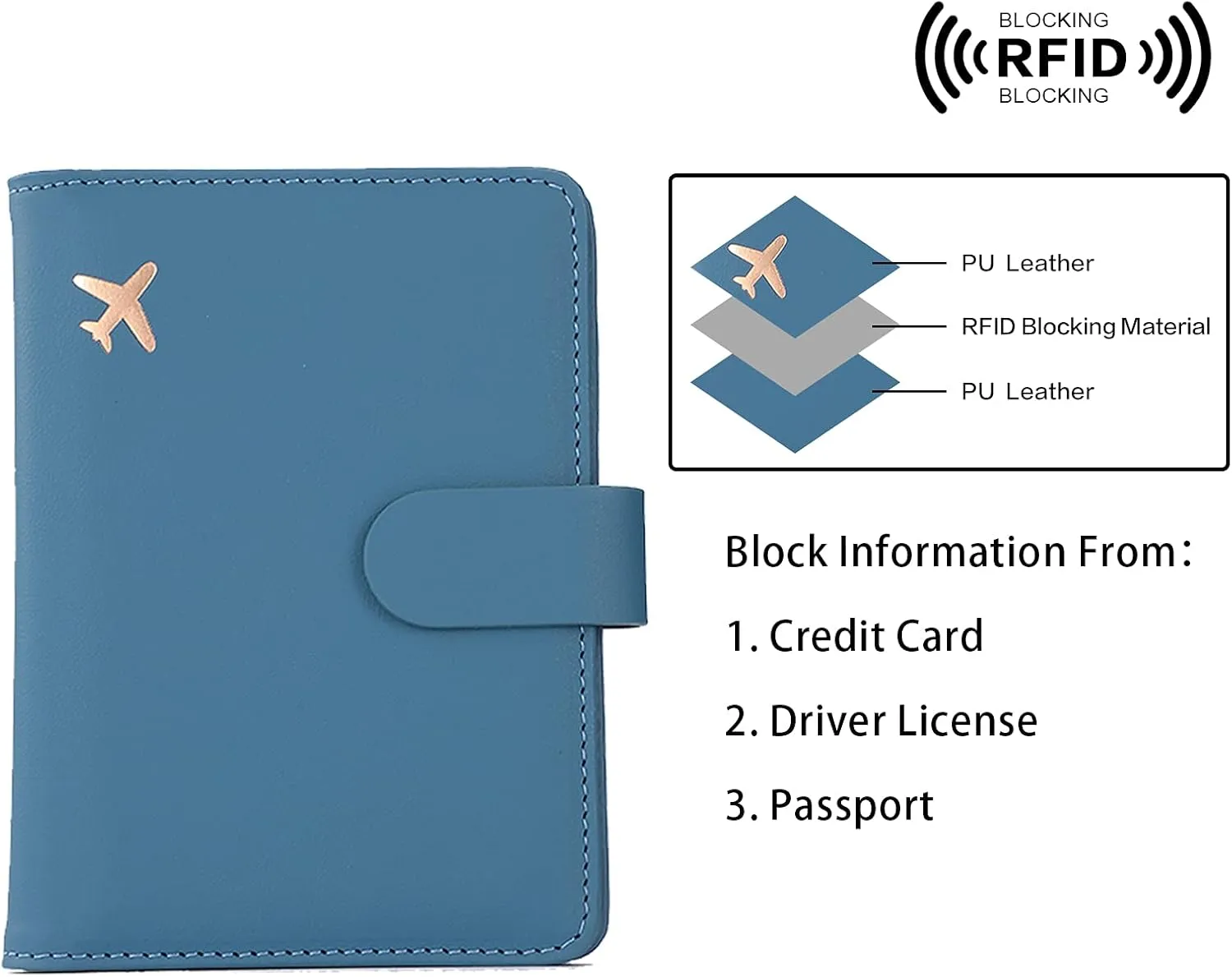 Melsbrinna Rfid Passport Holder for Travel women/Men, Cute Passport Wallet Rfid Blocking Card Slots, Rfid Passport Cover/CaseTravel Wallet, Passport Book Holder (2, Black blue)