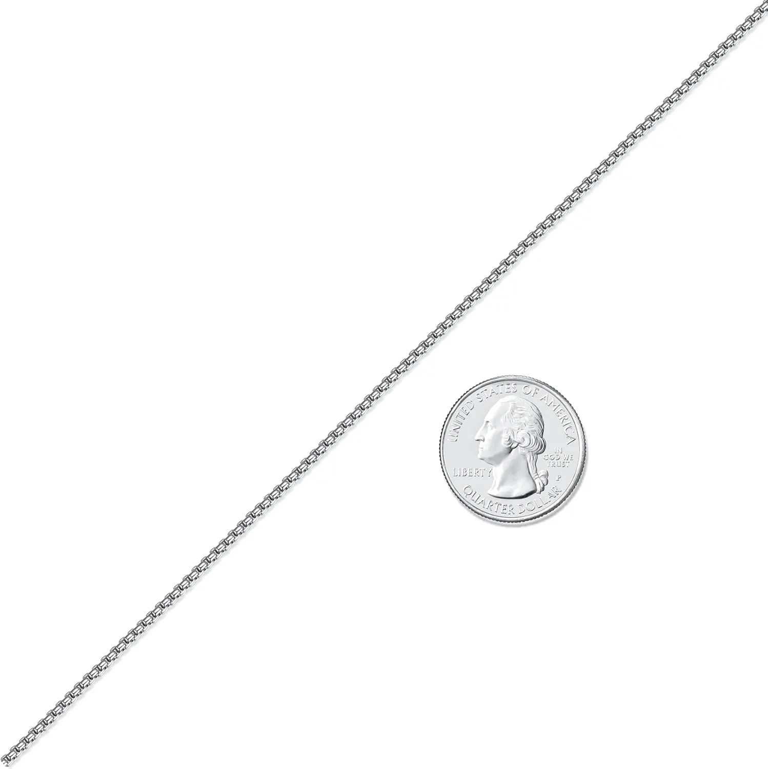 Mens Chain Necklaces, Stainless Steel Rolo Chain Necklace for Men and Women, Silver Tone Box Chains for Men, Wide 2/3/4/5mm