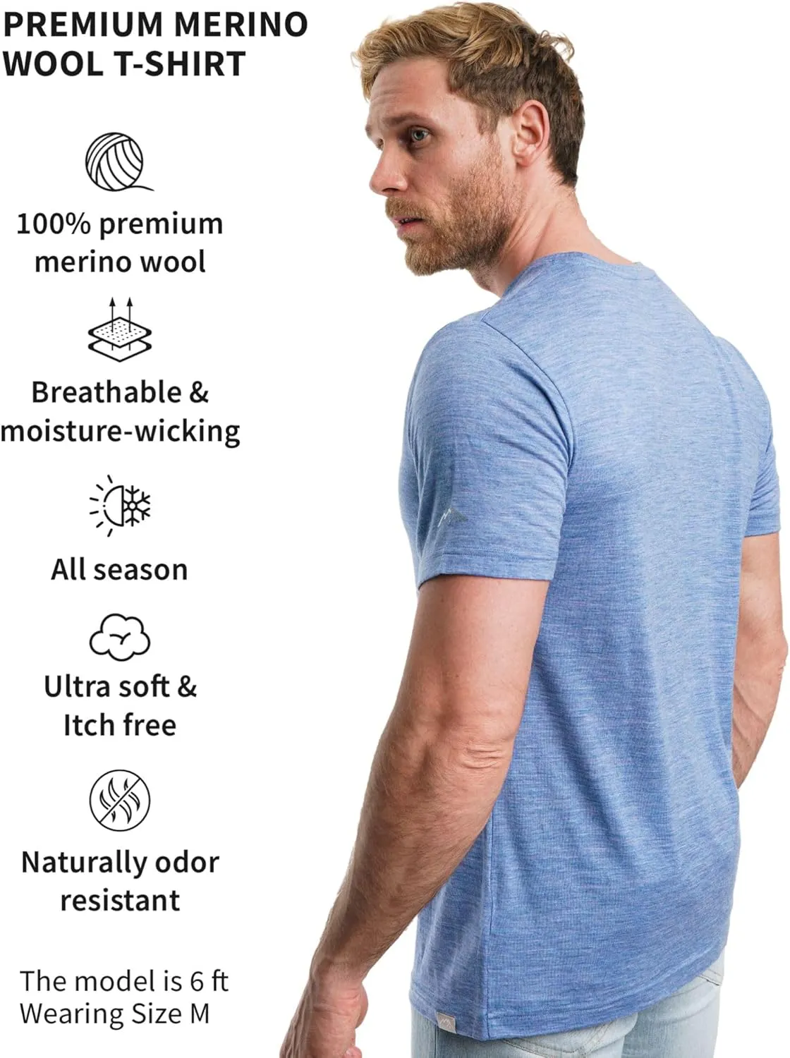 Merino.tech Merino Wool T-Shirt Mens - 100% Merino Wool Undershirt Lightweight Base Layer