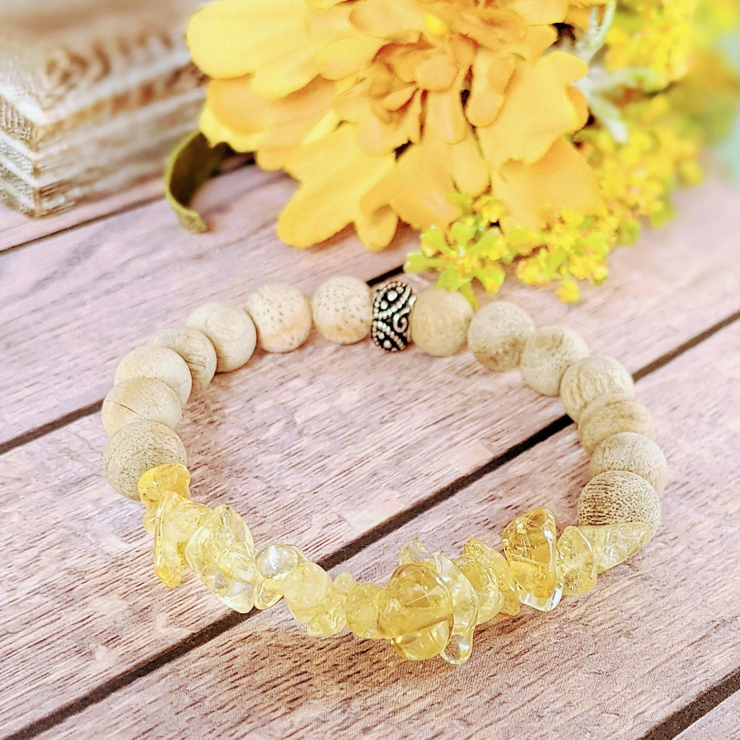 Natural Citrine Gemstone Chip Diffuser-Success Bracelet-NOVEMBER BIRTHSTONE