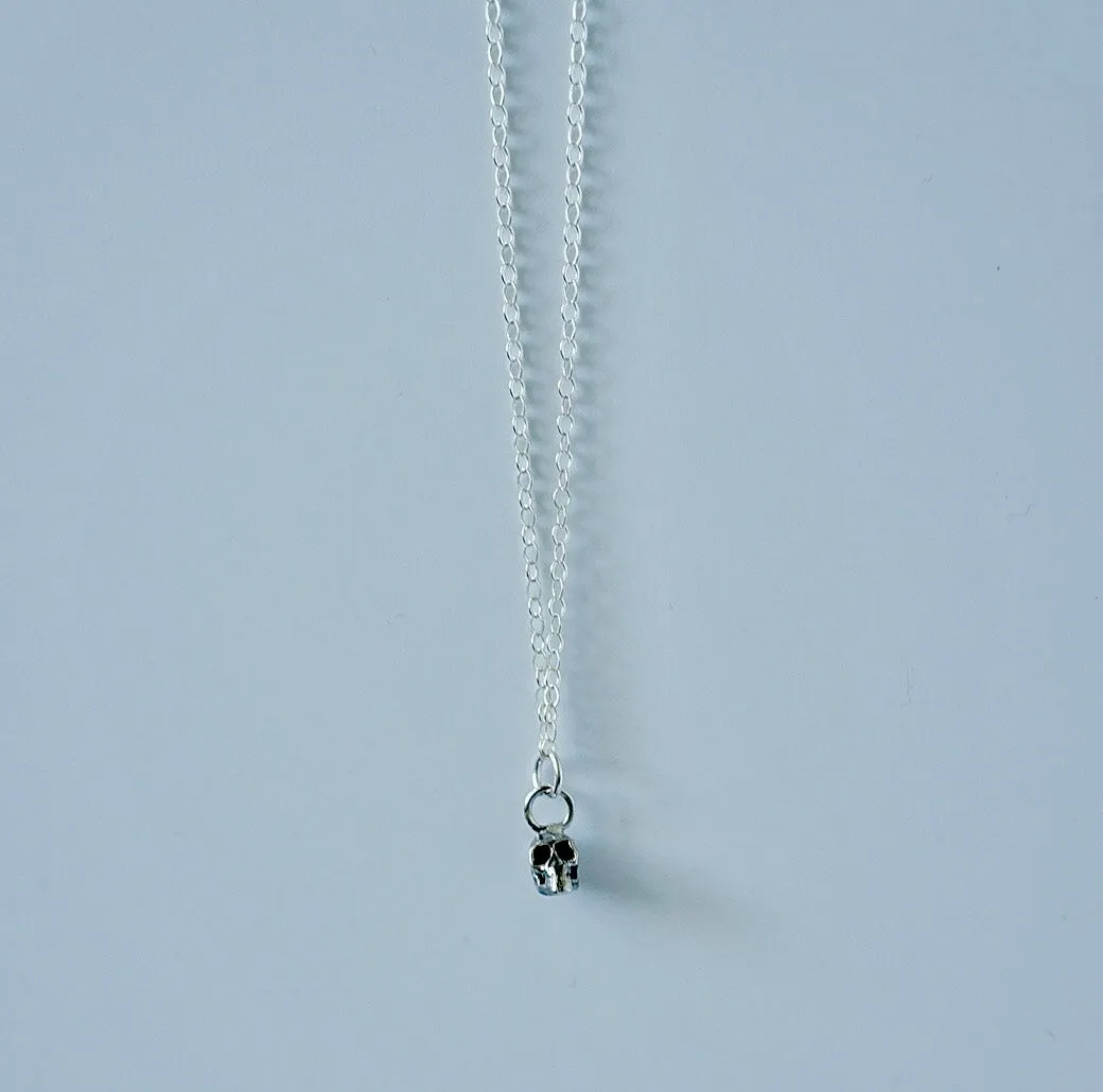 Petite Skull Layering Necklace in Sterling Silver