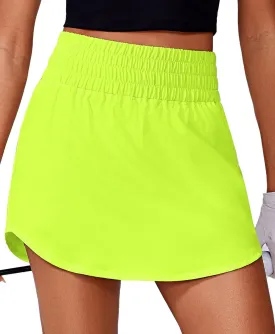 PINSPARK Golf Skirts for Women High Elastic Waisted Athletic Skort 2 Pockets Curved Hem Tennis Skirt for Pickleball Workout