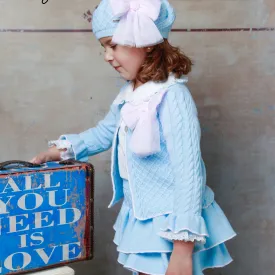 RAHIGO - Five Piece Skirt Set With Pink Tulle Bow - Blue