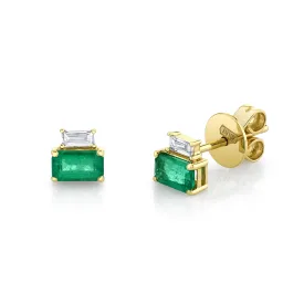 READY TO SHIP DIAMOND & EMERALD TWO STEP STUDS