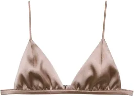 SilRiver Women's Silk Satin Triangle Bralette Soft Cup Wireless Bra Smooth and Comfortable Wire Free Bra Top