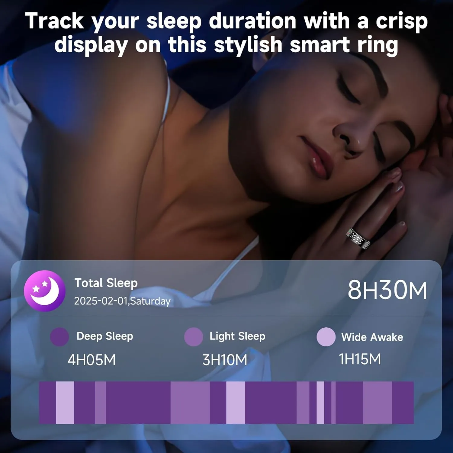 Smart Ring with Display - Fitness Tracker, Heart Rate Monitor, Sleep Tracker, Step Counter, Gesture Control for TikTok & Camera - IP68 Waterproof, Extended Battery Life Black #10