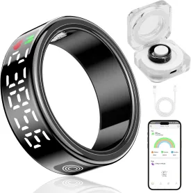 Smart Ring with Display - Fitness Tracker, Heart Rate Monitor, Sleep Tracker, Step Counter, Gesture Control for TikTok & Camera - IP68 Waterproof, Extended Battery Life Black #10