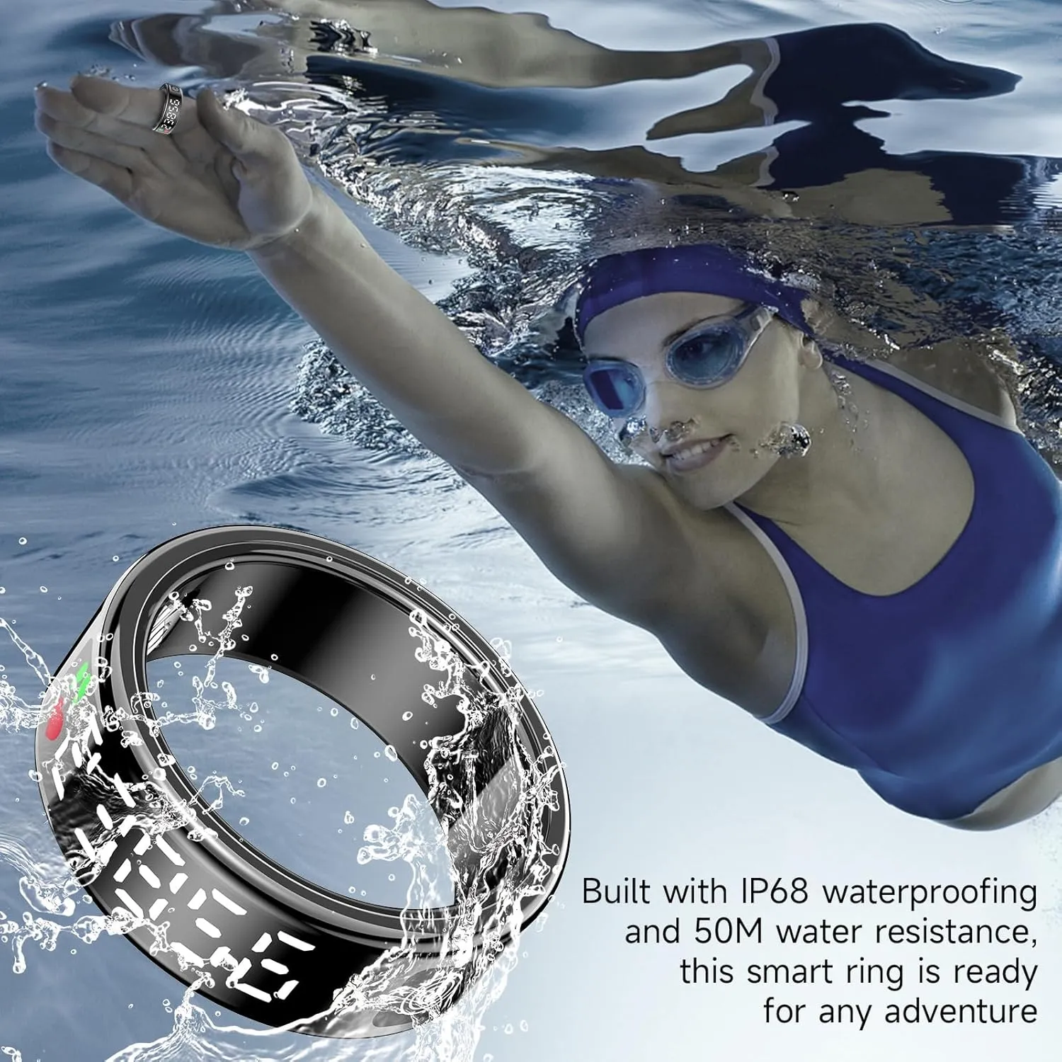 Smart Ring with Display - Fitness Tracker, Heart Rate Monitor, Sleep Tracker, Step Counter, Gesture Control for TikTok & Camera - IP68 Waterproof, Extended Battery Life Black #10