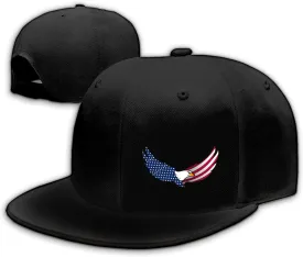 Snapback Hats for Men Flat Bill Black Adjustable Baseball Cap Trucker Hat for Dad American Flag Pirate Skull Caps Cool