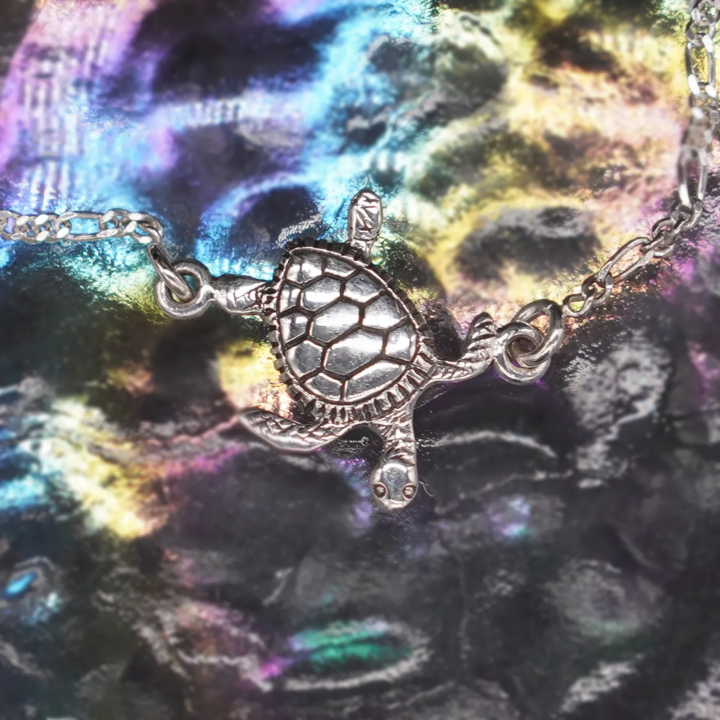 Turtle Real Silver Anklet