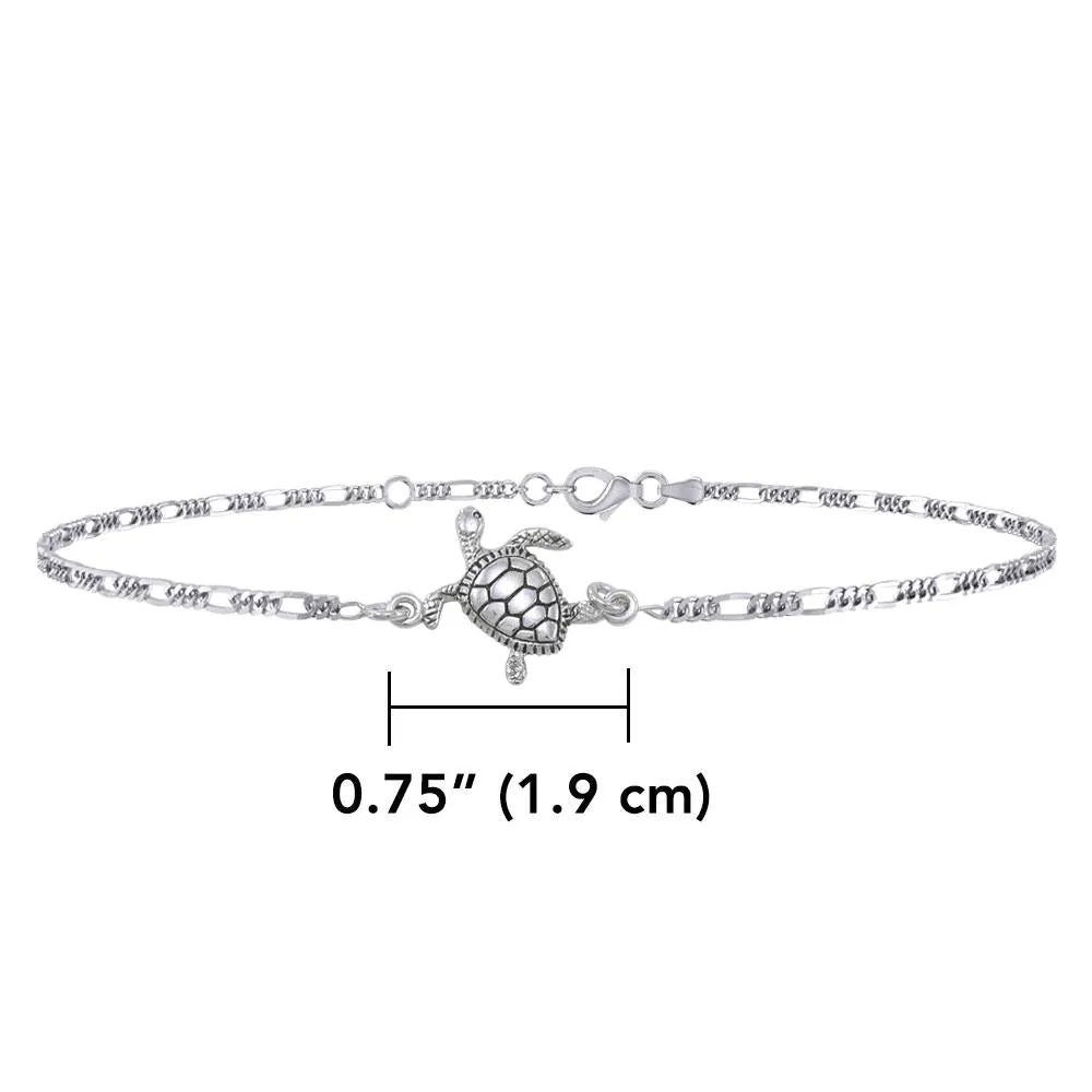 Turtle Real Silver Anklet