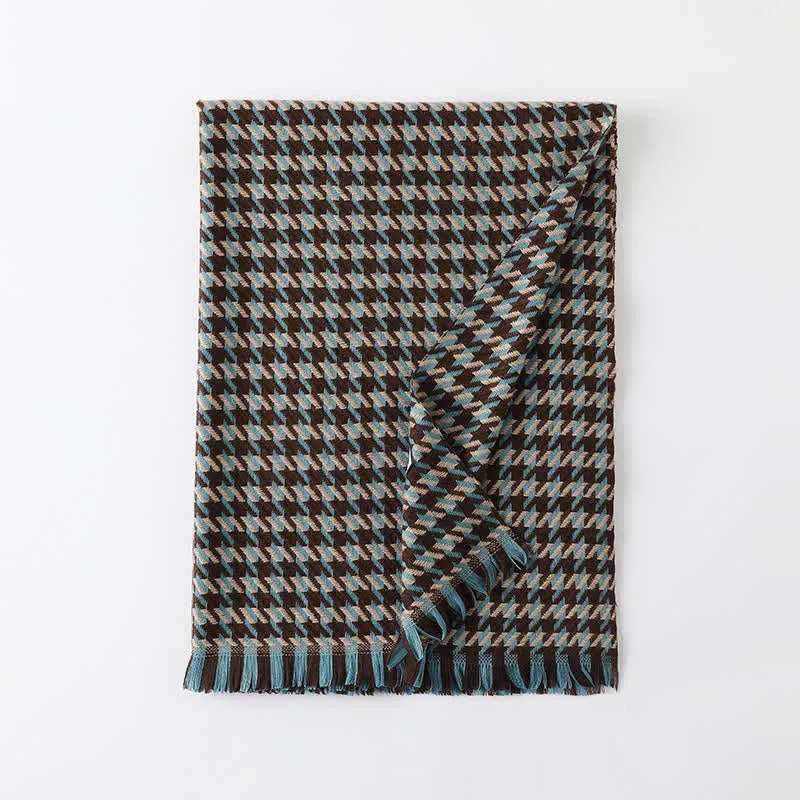 Unisex Classic Houndstooth Imitation Cashmere Scarf