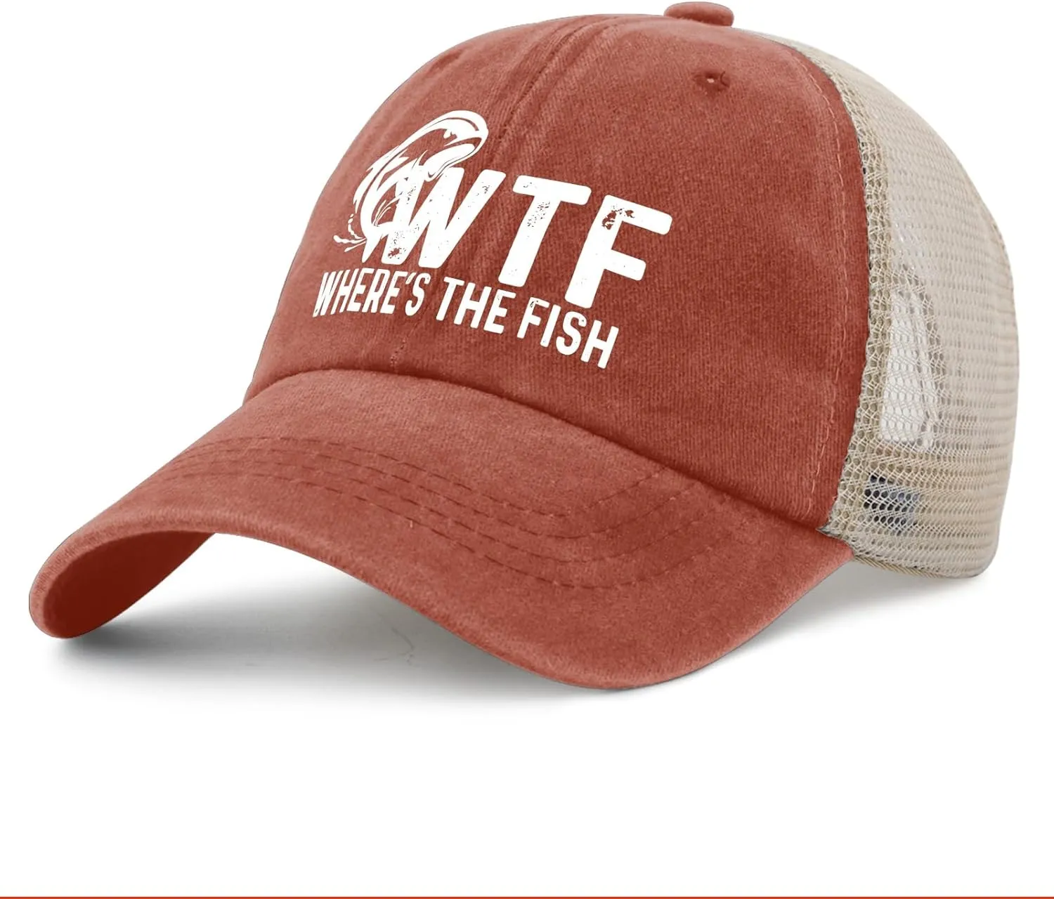 WTF Where's The Fish Hat Trucker Hat Men Trendy Mesh Cap for Summer