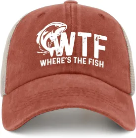 WTF Where's The Fish Hat Trucker Hat Men Trendy Mesh Cap for Summer