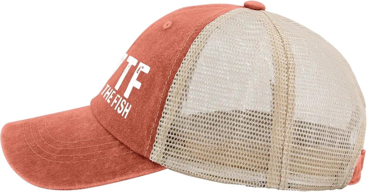 WTF Where's The Fish Hat Trucker Hat Men Trendy Mesh Cap for Summer