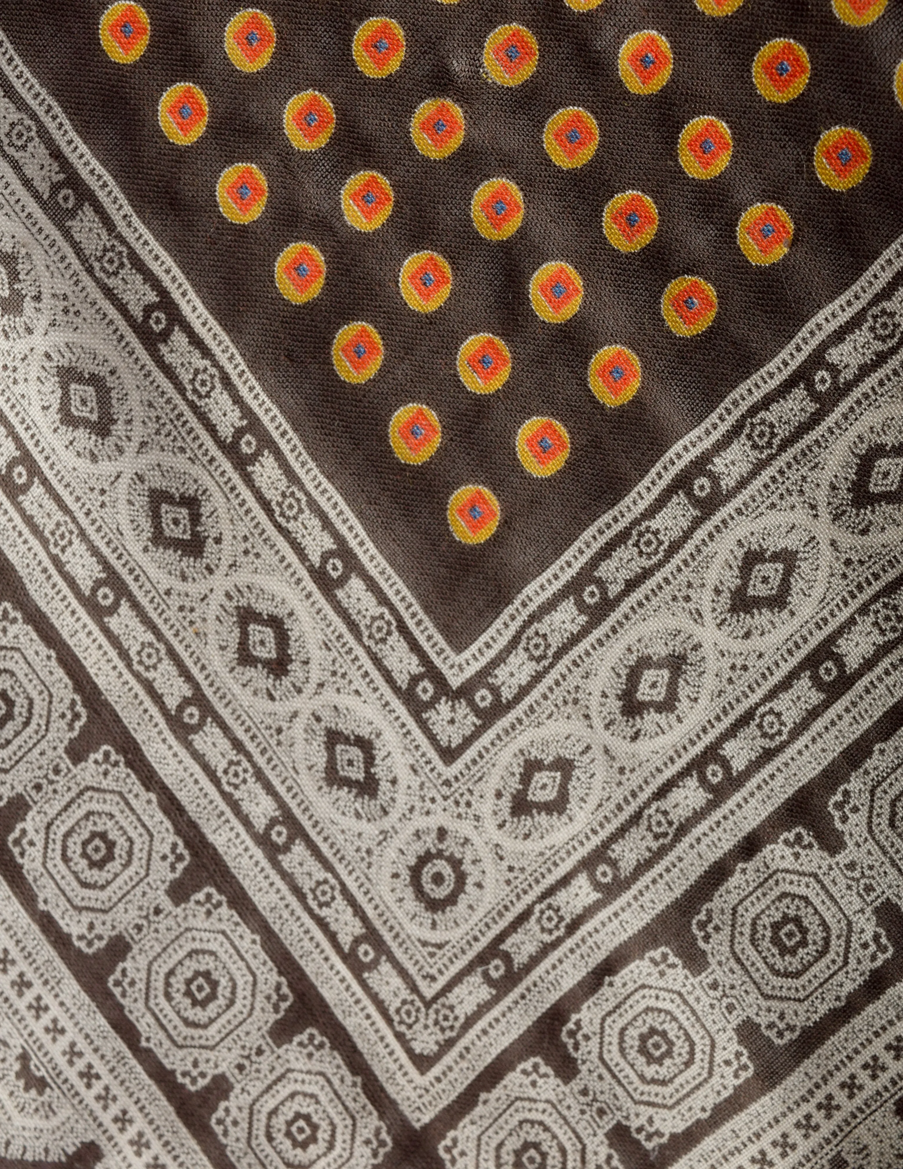 Yves Saint Laurent Vintage 1976 Russian Collection Brown Medallion Wool Scarf