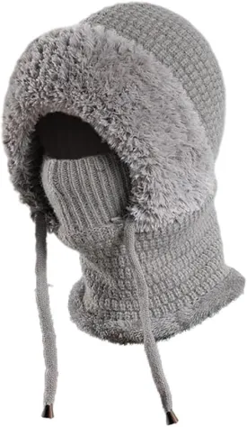 Zcargel 3 in 1 Women's Winter Hat, Women Balaclava Hat 55cm-60cm Warm Neck Warmer Sets Thick Soft Knitted for Outdoor Skiing